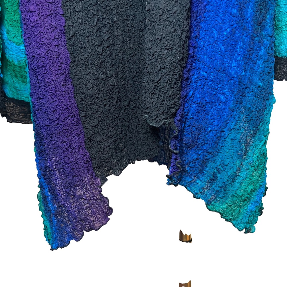 Vintage Y2K Popcorn Cardigan Magic Bubble Colorblock Duster Jacket Stretch OS - Picture 7 of 10